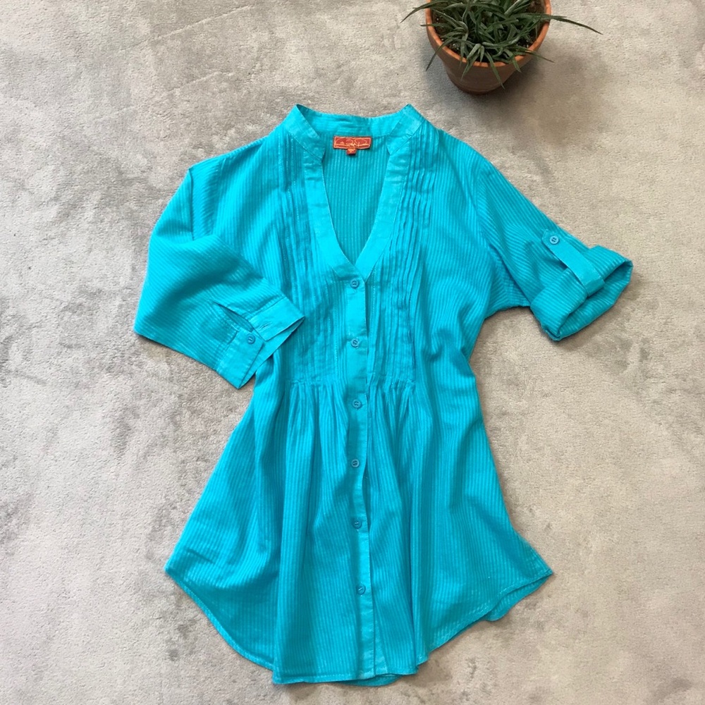 Zuleika Rivera- Button down shirt- Blue